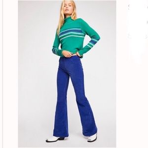 Free People Pull On Corduroy Flare 25 Cobalt Blue